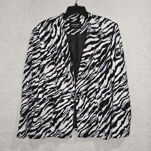 Giovanna Signature Women's Zebra Print Blazer Size 12 Lined Jacket